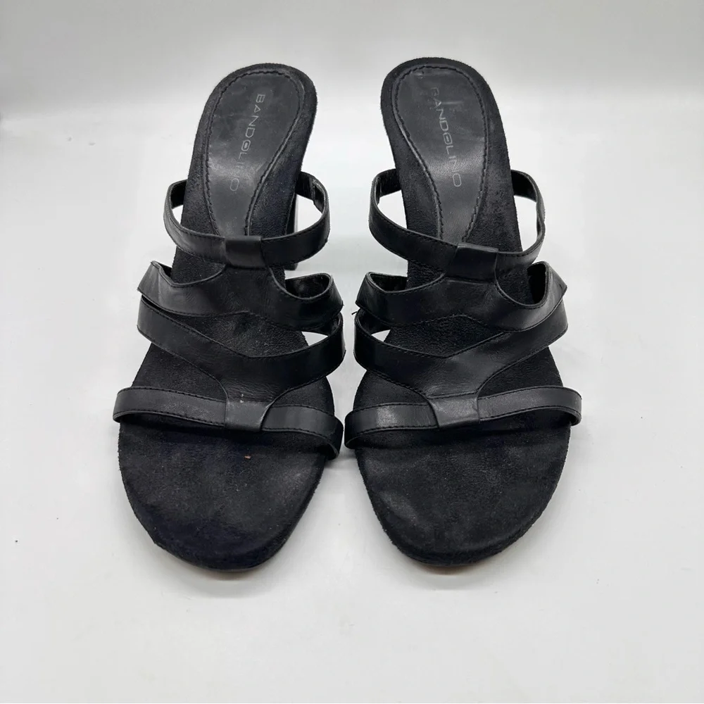 Bandolino Black Leather Strappy Heels 9